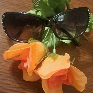 Fashion Sunglasses | One Size | Black w/bling accents | Gently worn |